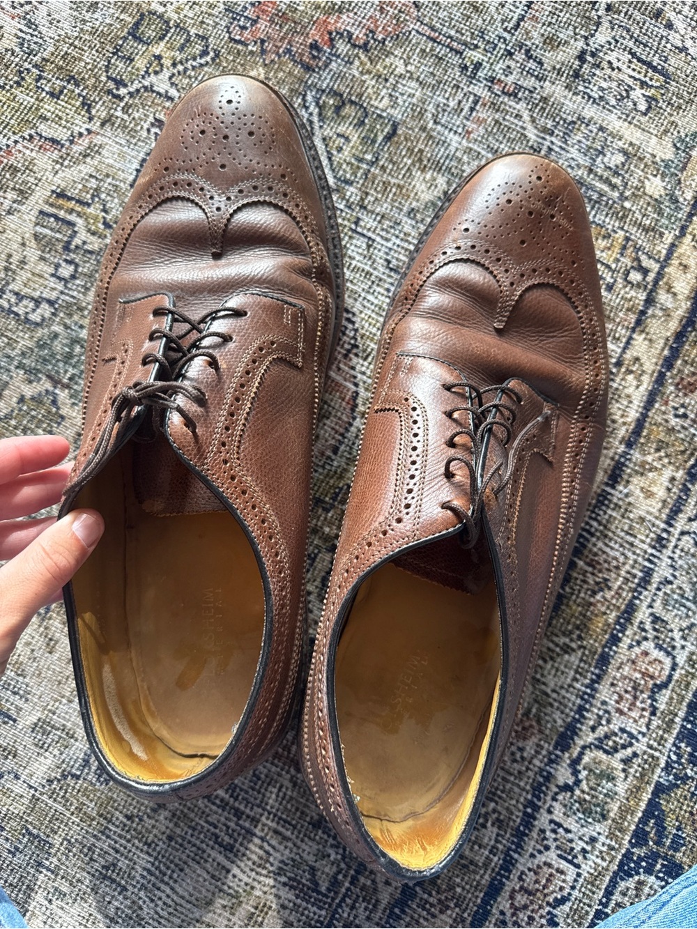 Florsheim Imperial Kenmoor Brown Pebble Grain Leather Wingtip Oxfords 14